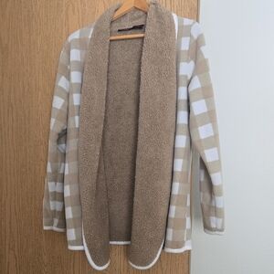 Plaid Beige and White Women's Hoodie
